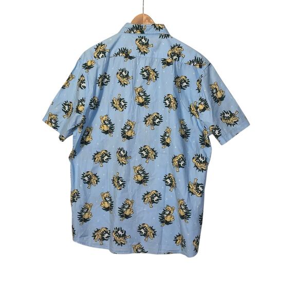 VSTR PREMIUM Mens Blue Bob Cat Print Size XXL Cotton Button Down Shirt Novelty - Picture 3 of 7